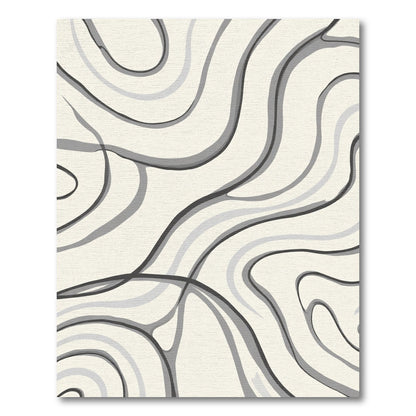 Cream Gray Organic Swirl Lines Rug