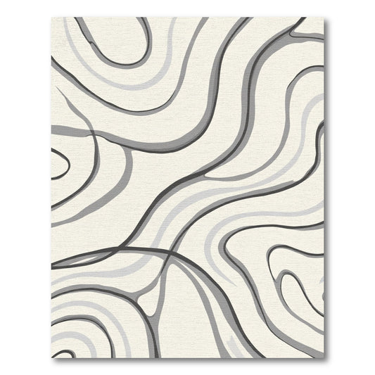 Cream Gray Organic Swirl Lines Rug