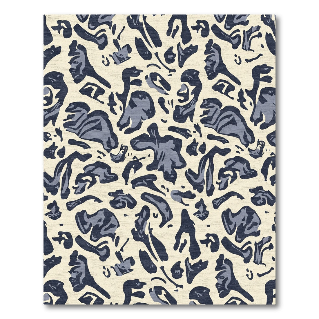 Abstract Navy Blue Organic Shapes Rug