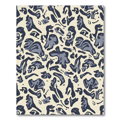 Abstract Navy Blue Organic Shapes Rug