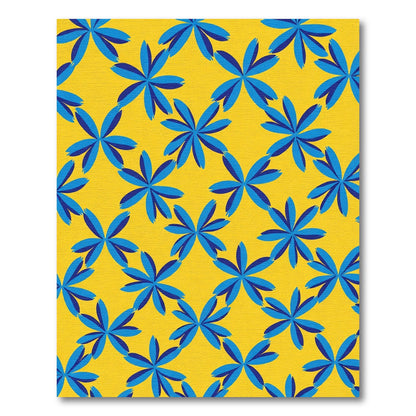 Royal Blue Starburst Yellow Geometric Rug