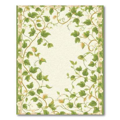 Vines And White Blossoms Border Rug