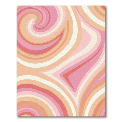 Retro Swirl Peach Pink Abstract Rug