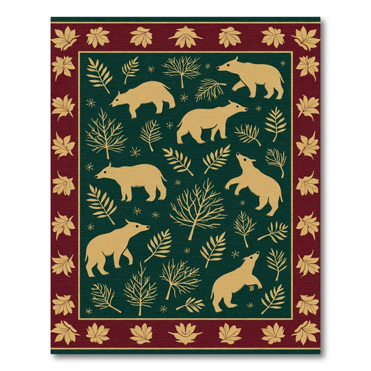 Golden Bear Deep Forest Foliage Border Rug