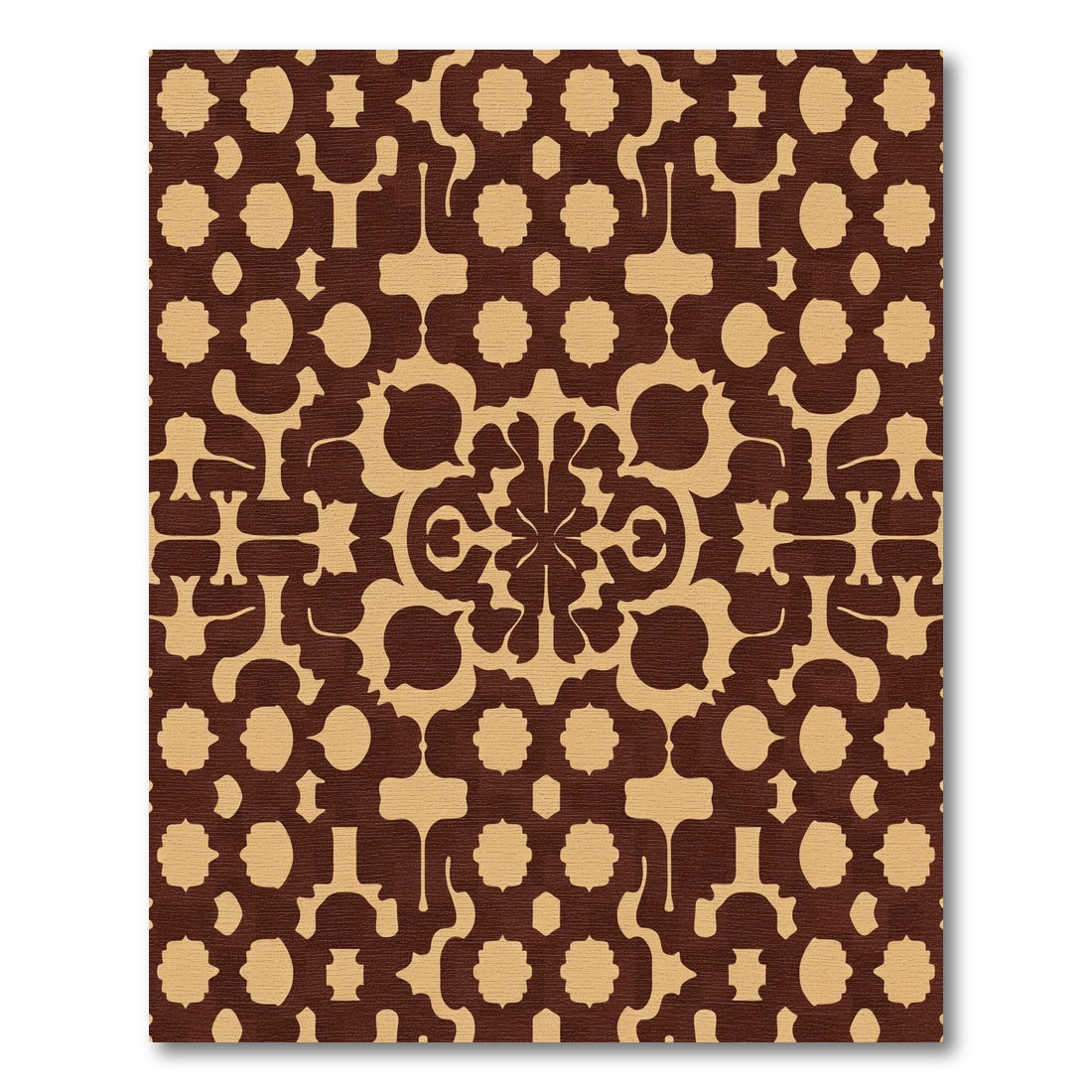 Brown Beige Ornate Geometric Medallion Rug