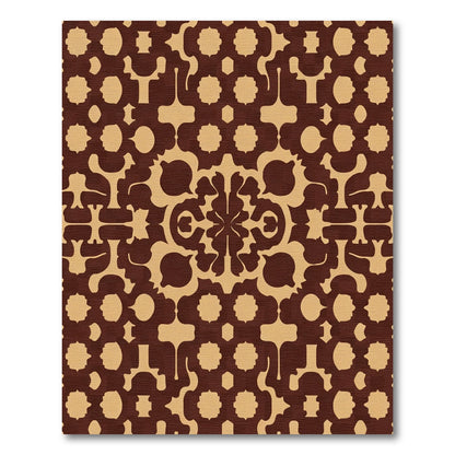 Brown Beige Ornate Geometric Medallion Rug
