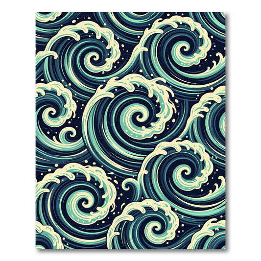 Ocean Swirl Dark Blue Wave Rug
