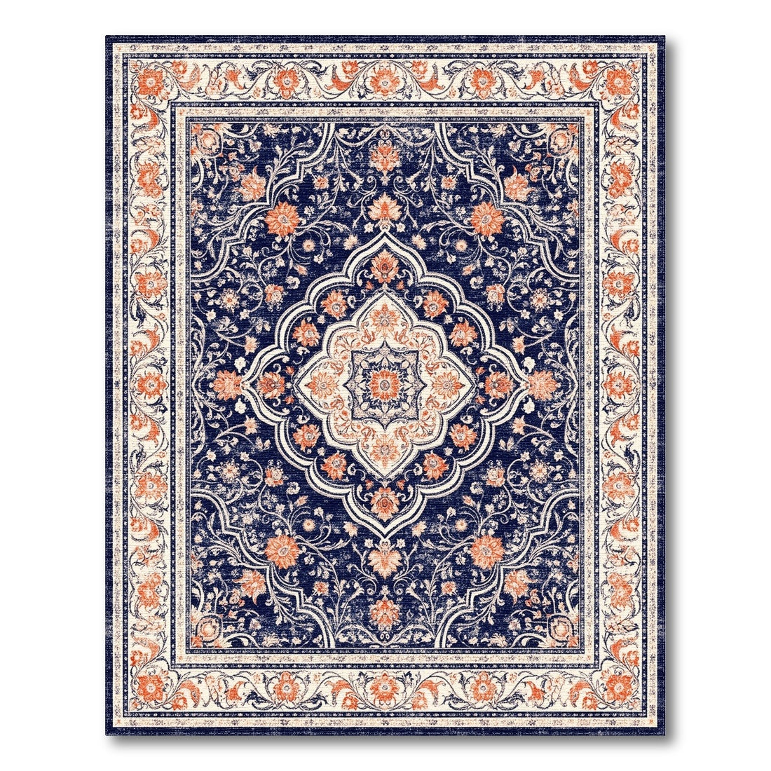 Navy Floral Blue and Teal Navy Blue Floral Persian Area Rug