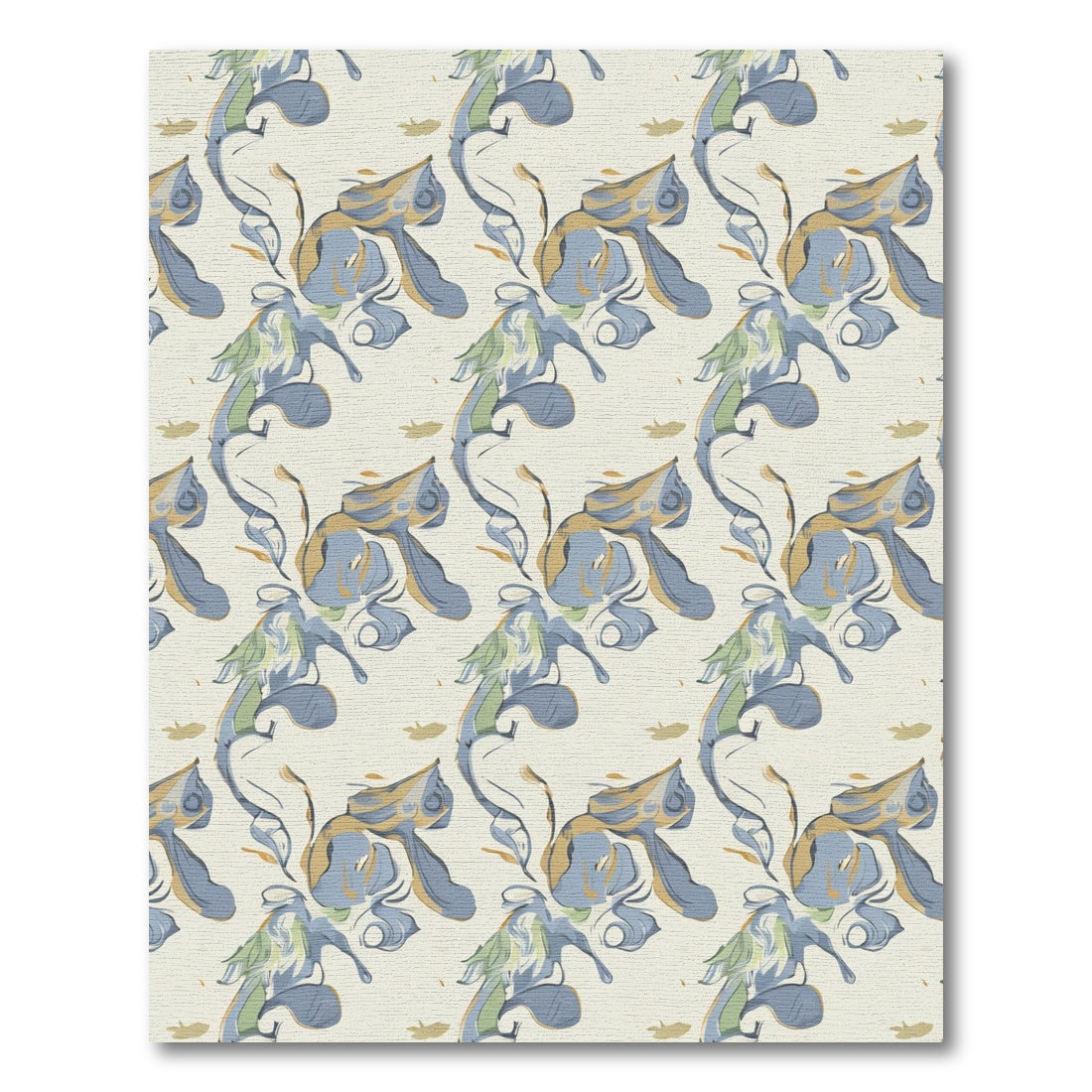 Whimsical Blue Abstract Swirl Seafish Rug