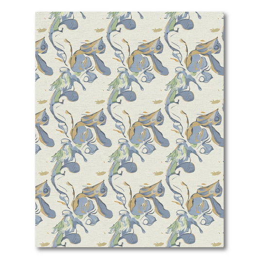Whimsical Blue Abstract Swirl Seafish Rug