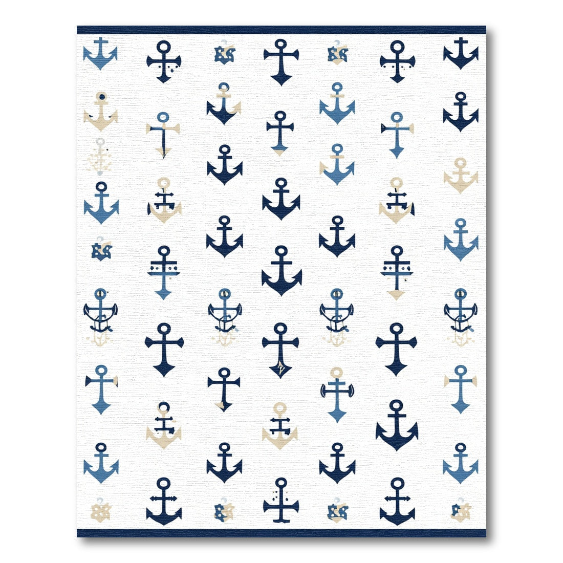 Navy Blue Anchor Repeat Collage Rug