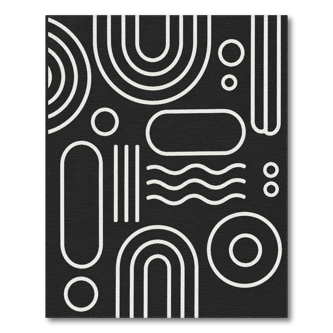 Bold Black White Geometric Area Rug