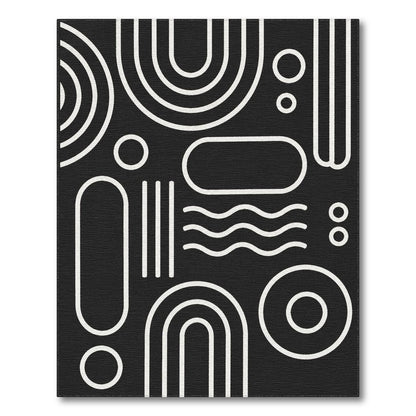 Bold Black White Geometric Area Rug
