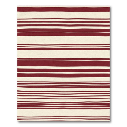 Deep Crimson Horizontal Stripe Rug