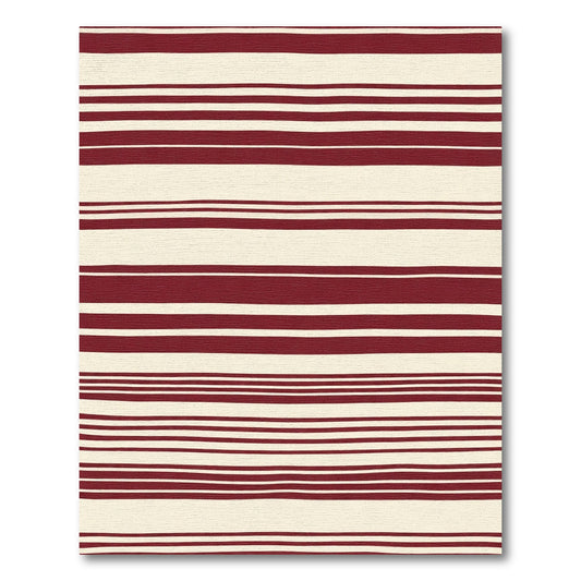 Deep Crimson Horizontal Stripe Rug