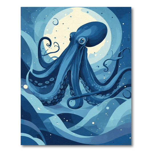 Deep Blue Ocean Octopus Whirls Rug