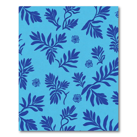 Deep Blue Tropical Branch Foliage Rug