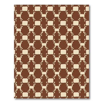 Brown Cream Geometric Block Rug