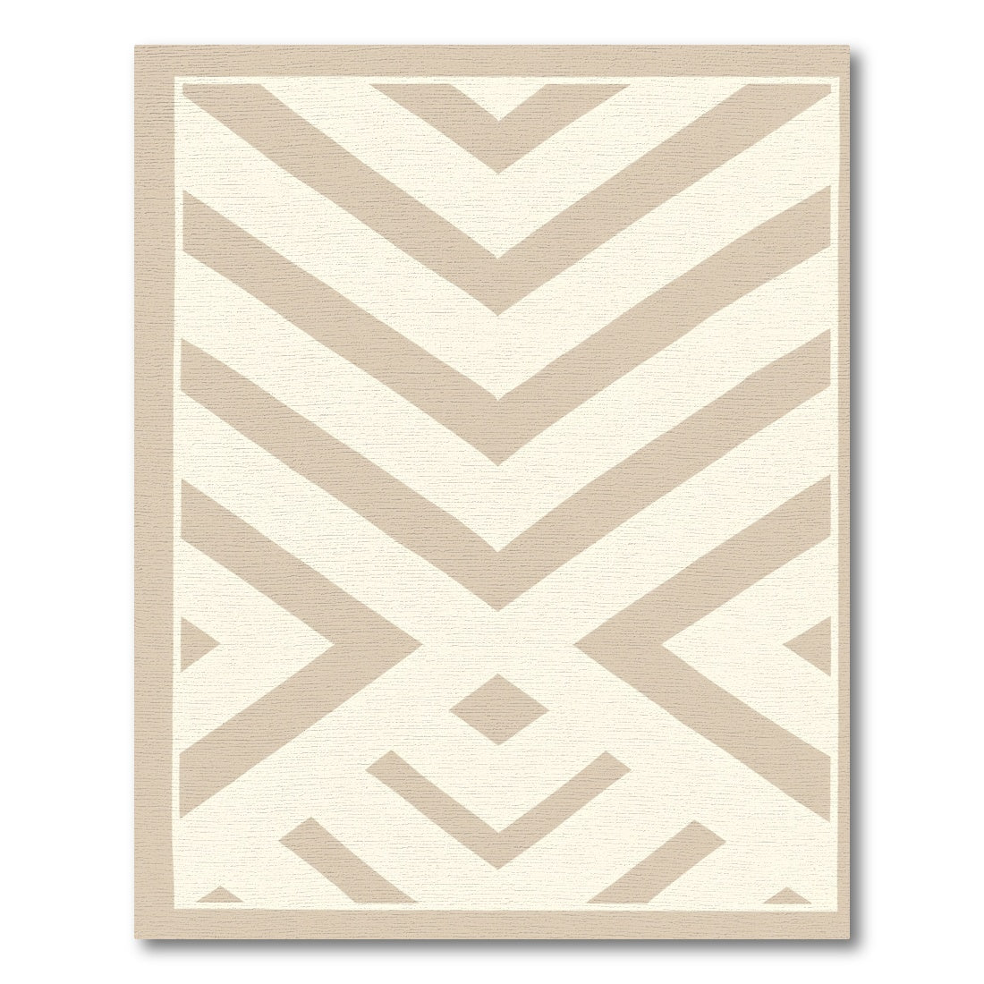 Geometric Banded Chevron Beige Rug
