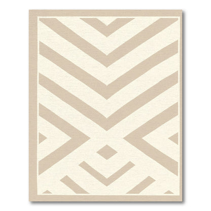 Geometric Banded Chevron Beige Rug