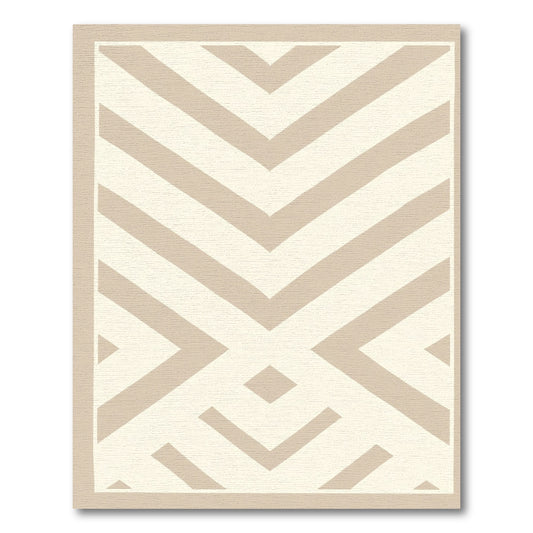 Geometric Banded Chevron Beige Rug