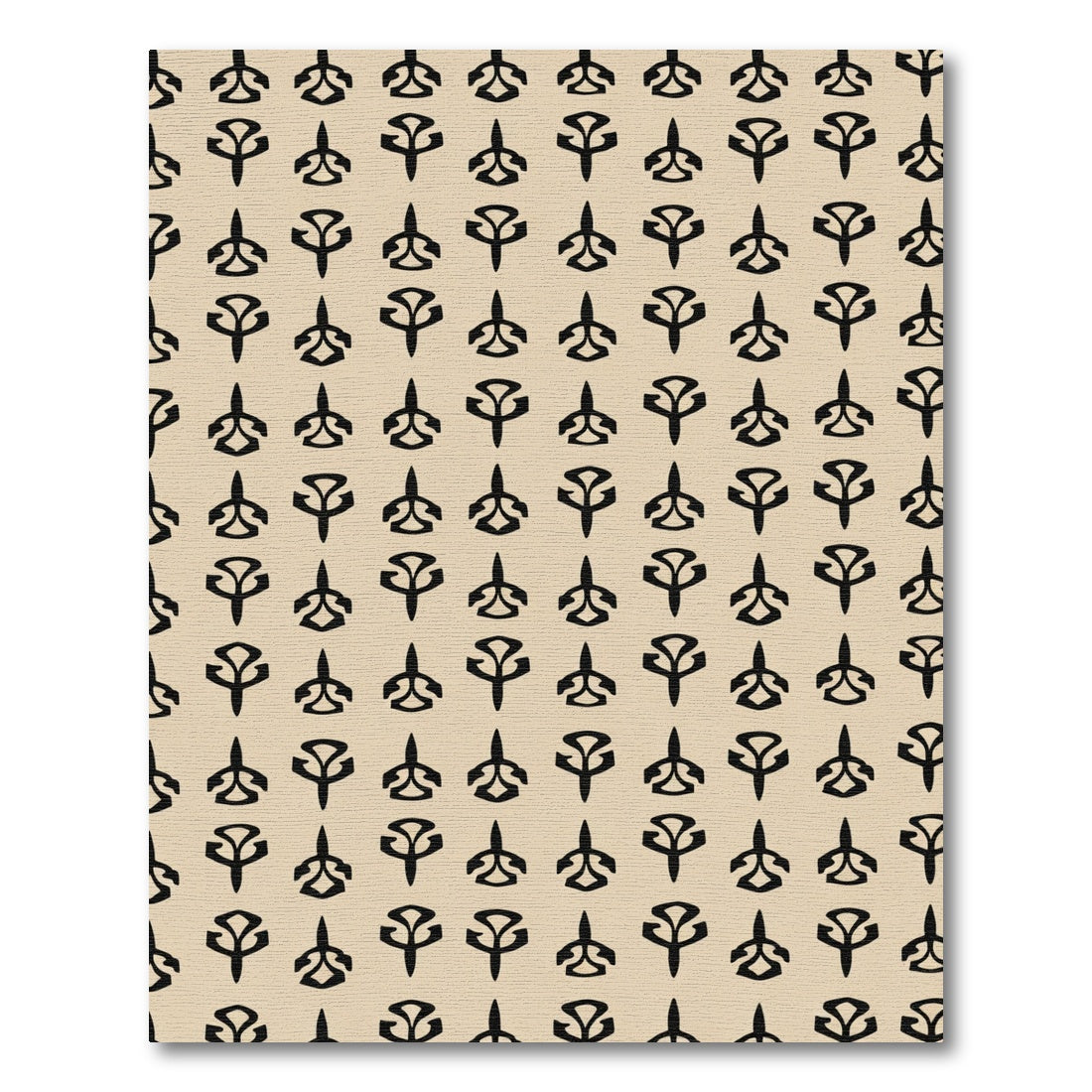 Black Abstract Hieroglyph Beige Rug