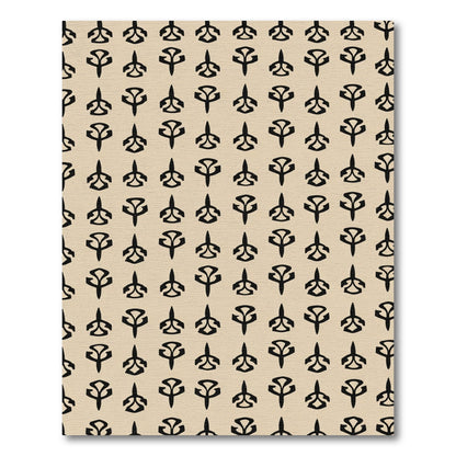 Black Abstract Hieroglyph Beige Rug