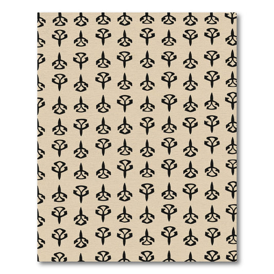 Black Abstract Hieroglyph Beige Rug