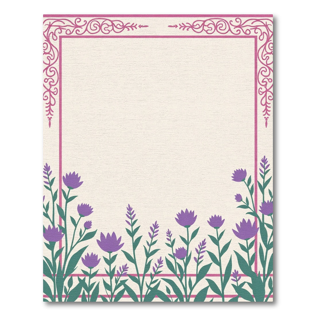 Ornate Lilac Floral Border Rug