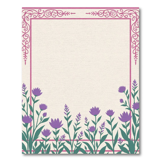 Ornate Lilac Floral Border Rug