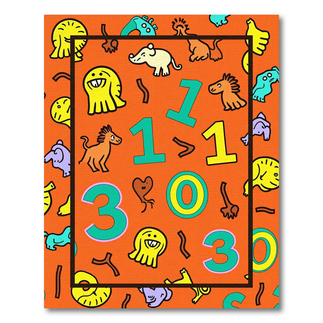 Playful Monsters And Numbers Collage Rug