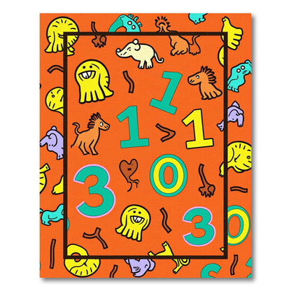 Playful Monsters And Numbers Collage Rug