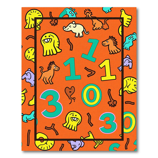 Playful Monsters And Numbers Collage Rug