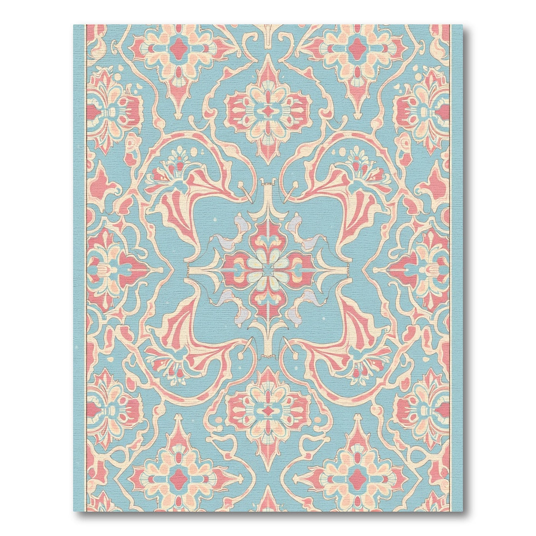 Pastel Pink Coral Floral Arabesque Rug