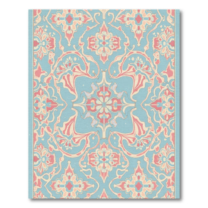 Pastel Pink Coral Floral Arabesque Rug