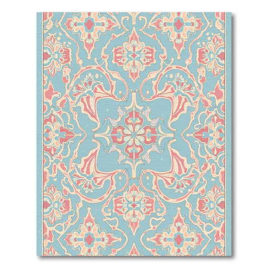 Pastel Pink Coral Floral Arabesque Rug