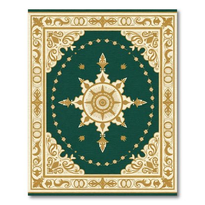 Deep Emerald Golden Medallion Ornamental Rug