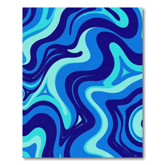 Ocean Wave Swirl Blues Rug