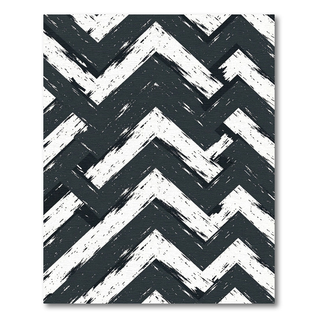 Distressed Charcoal White Chevron Rug