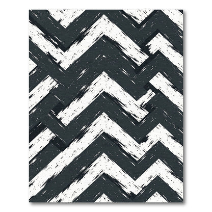 Distressed Charcoal White Chevron Rug