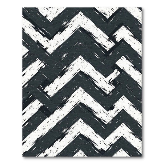 Distressed Charcoal White Chevron Rug