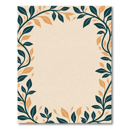 Deep Teal and Gold Vine Border Rug