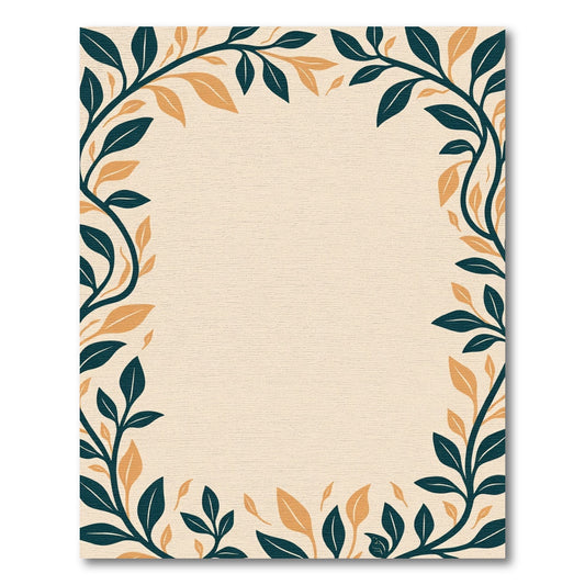 Deep Teal and Gold Vine Border Rug