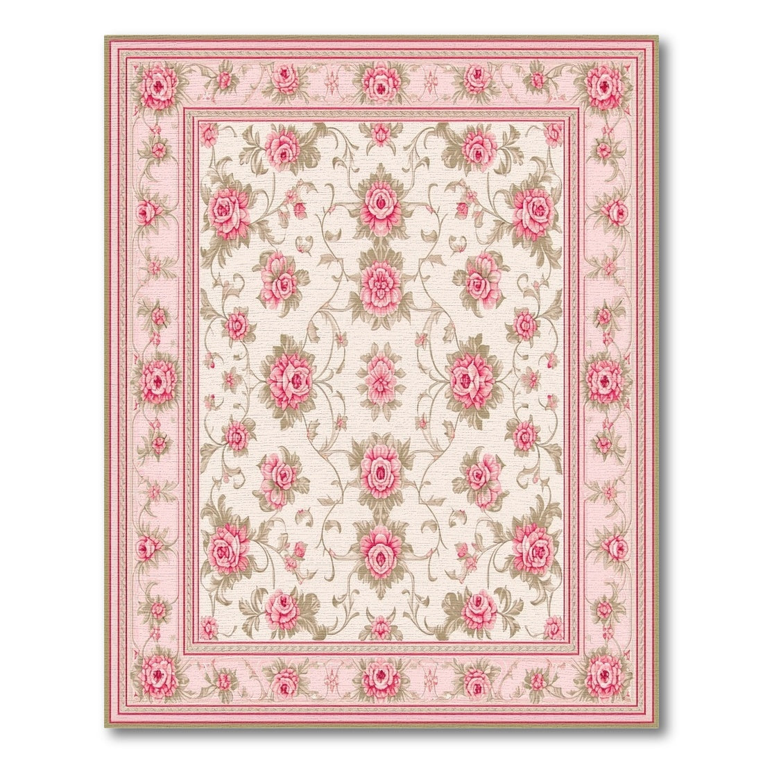 Pink Rose Floral Vintage No. 18 Area Rug