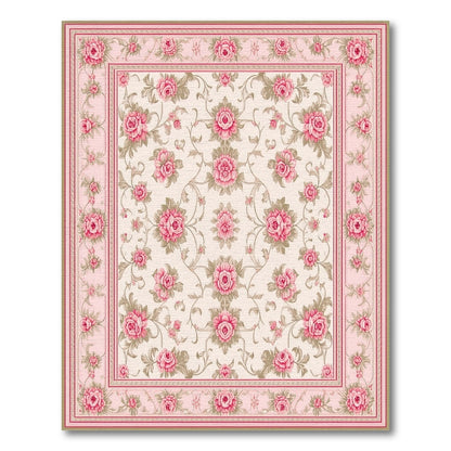Pink Rose Floral Vintage No. 18 Area Rug