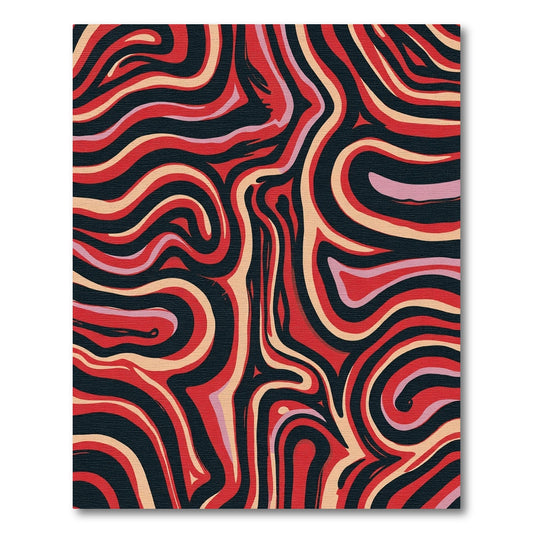 Retro Red Swirl Marble Rug