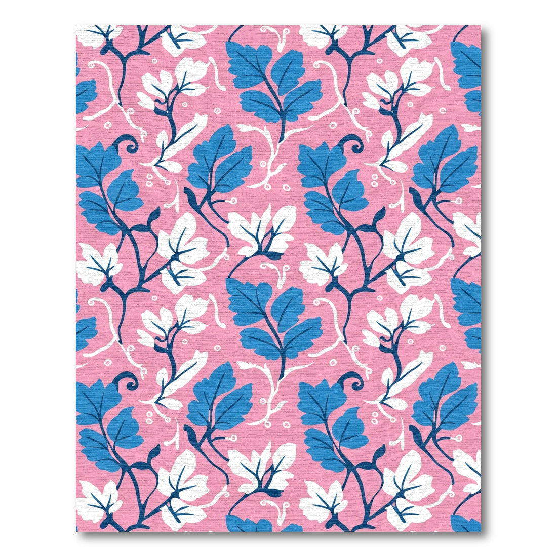 Pink Blue White Floral Vines Rug