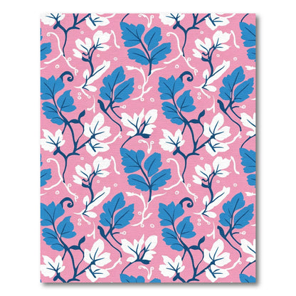 Pink Blue White Floral Vines Rug