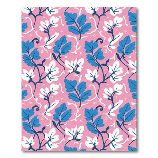 Pink Blue White Floral Vines Rug