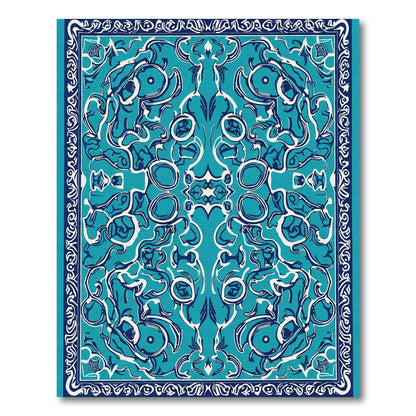 Oceanic Blue Whimsical Swirl Medallion Rug